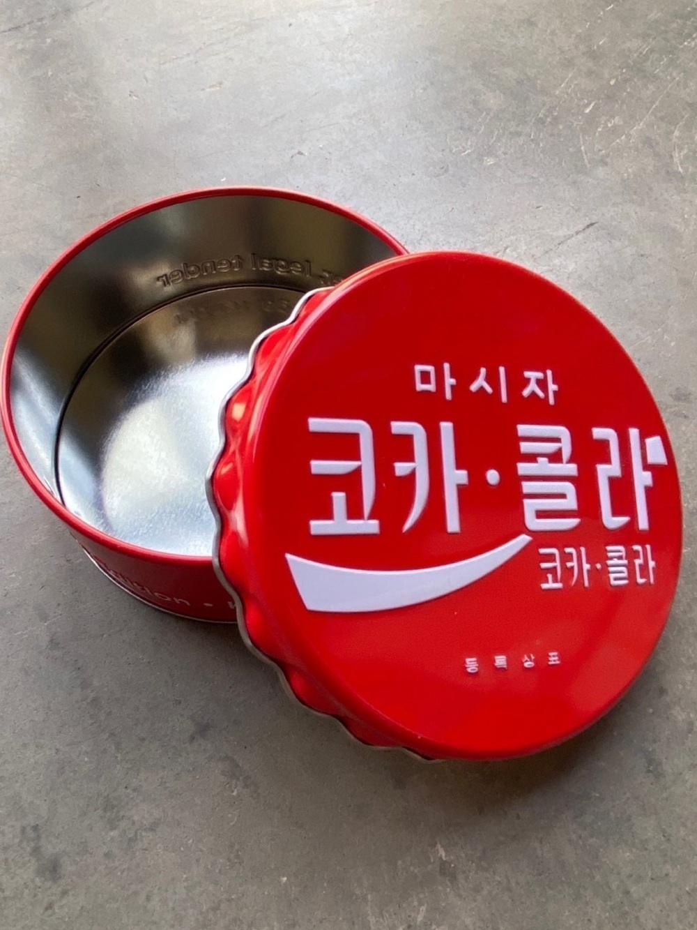 Coca Cola Bottle Cap Tin Container Korea World Edition Hangul (Empty Tin)